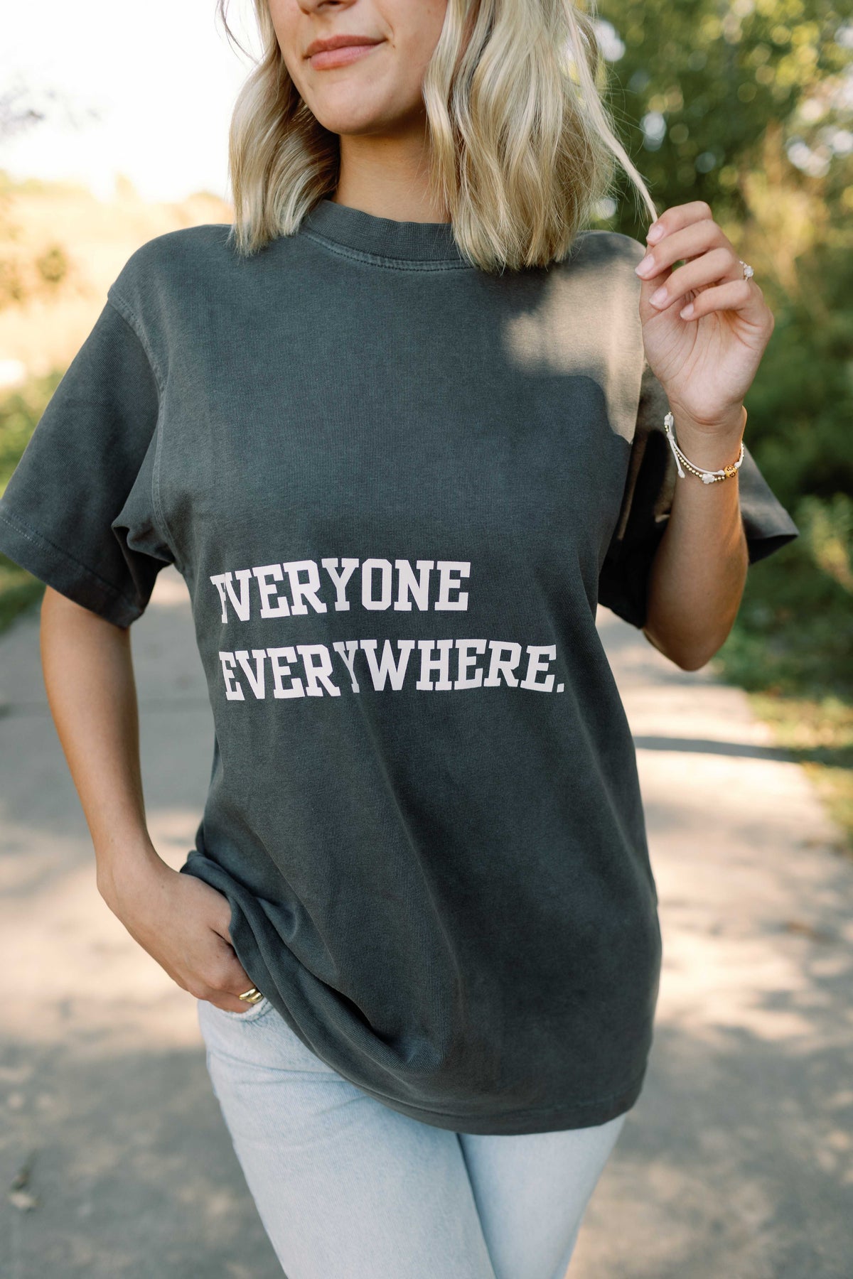 White on Black - Everyone Everywhere Tee