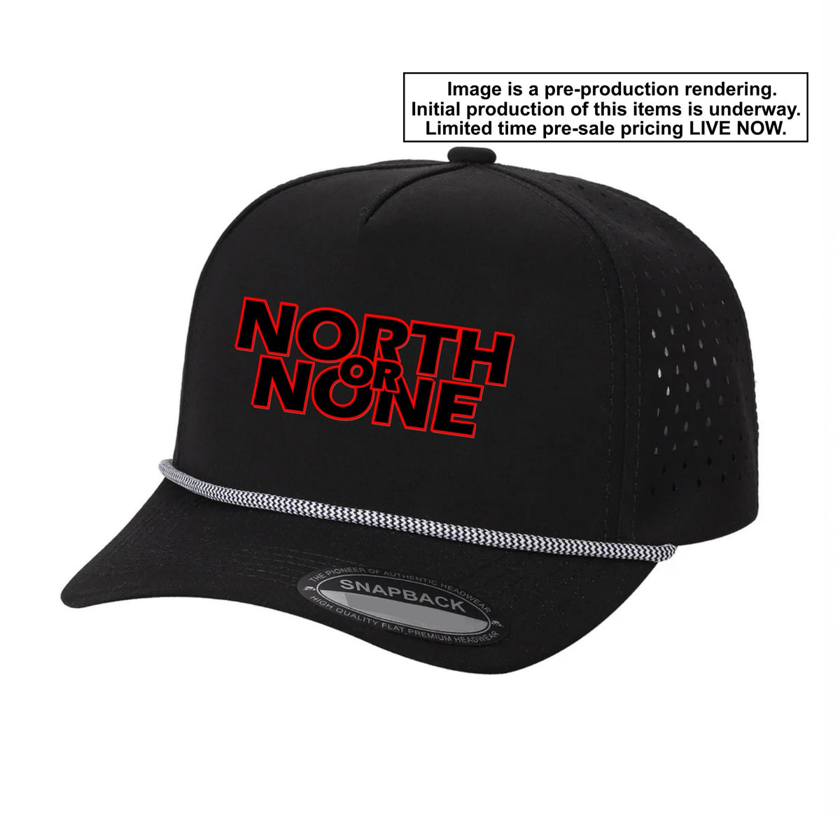 Lakeville North - NORTH OR NONE - Laser Cut Perforated Snap Back Rope Cap