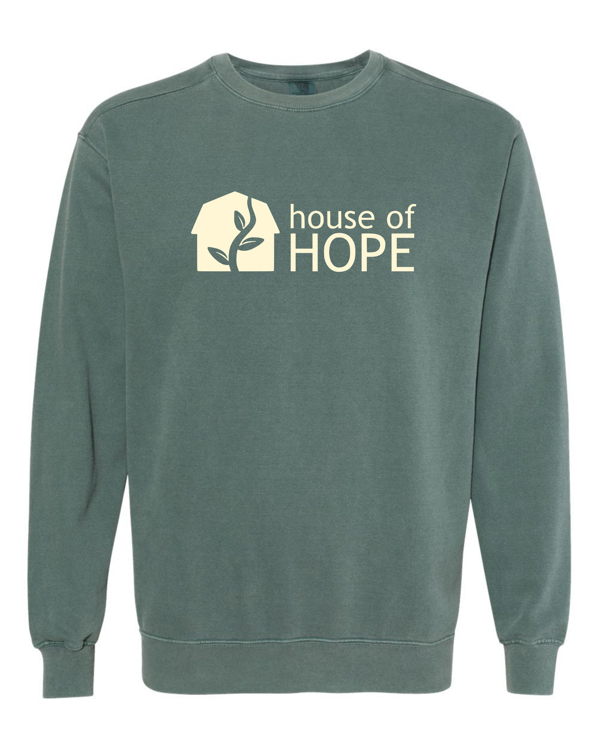 House of Hope Garment Dyed Printed Crewneck Sweatshirt - Blue Spruce