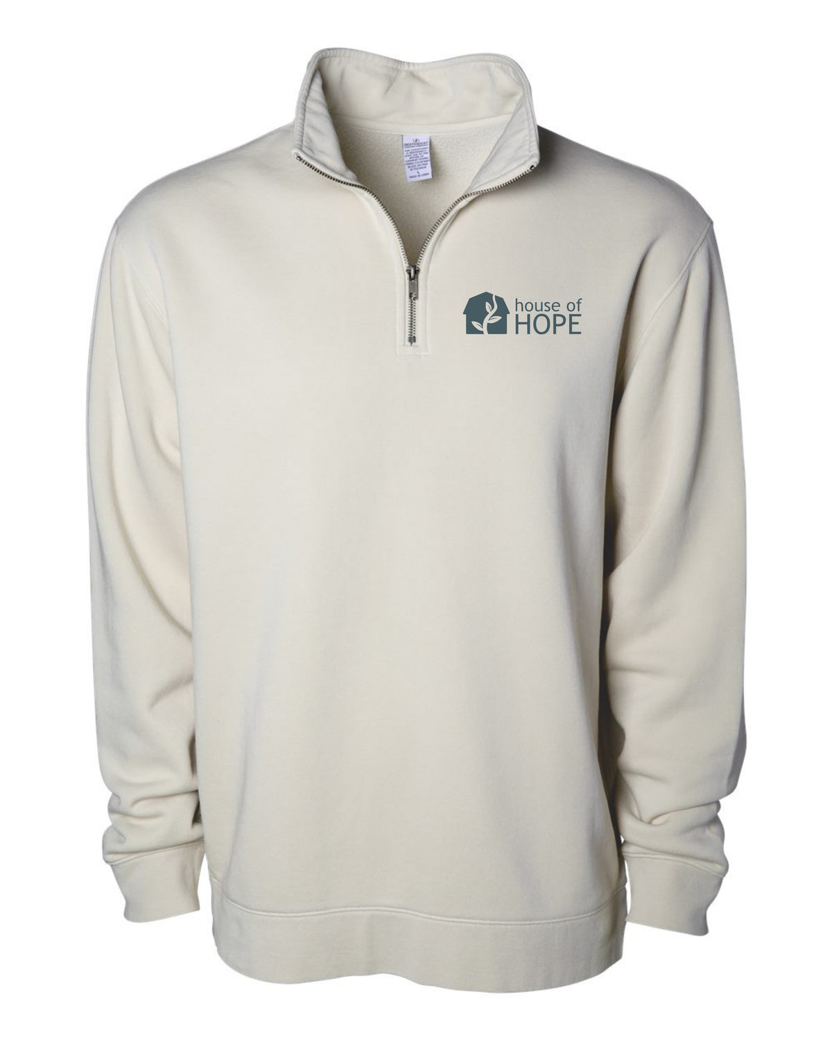 House of Hope Quarter Zip Embroidered Logo - Ivory