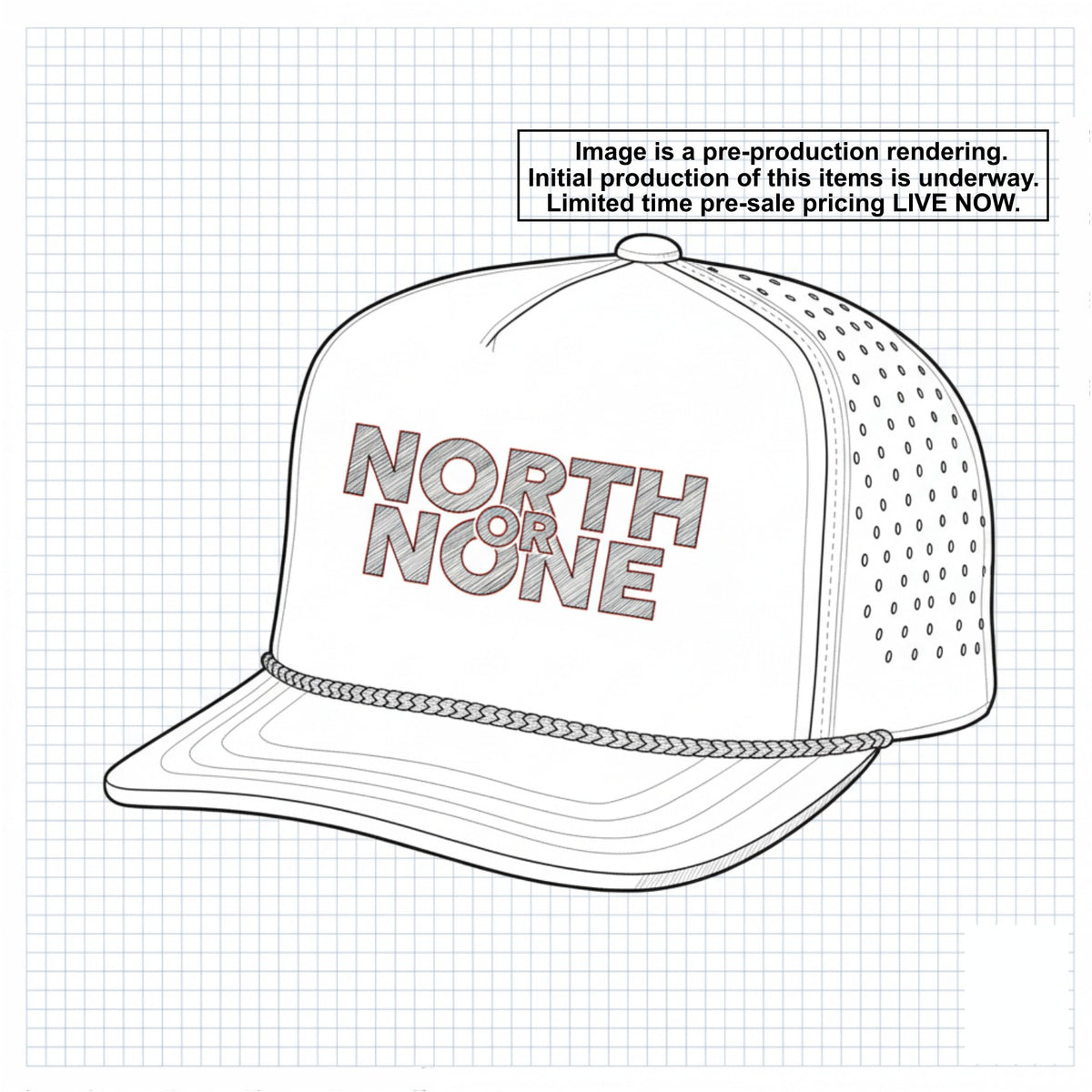Lakeville North - NORTH OR NONE - Laser Cut Perforated Snap Back Rope Cap