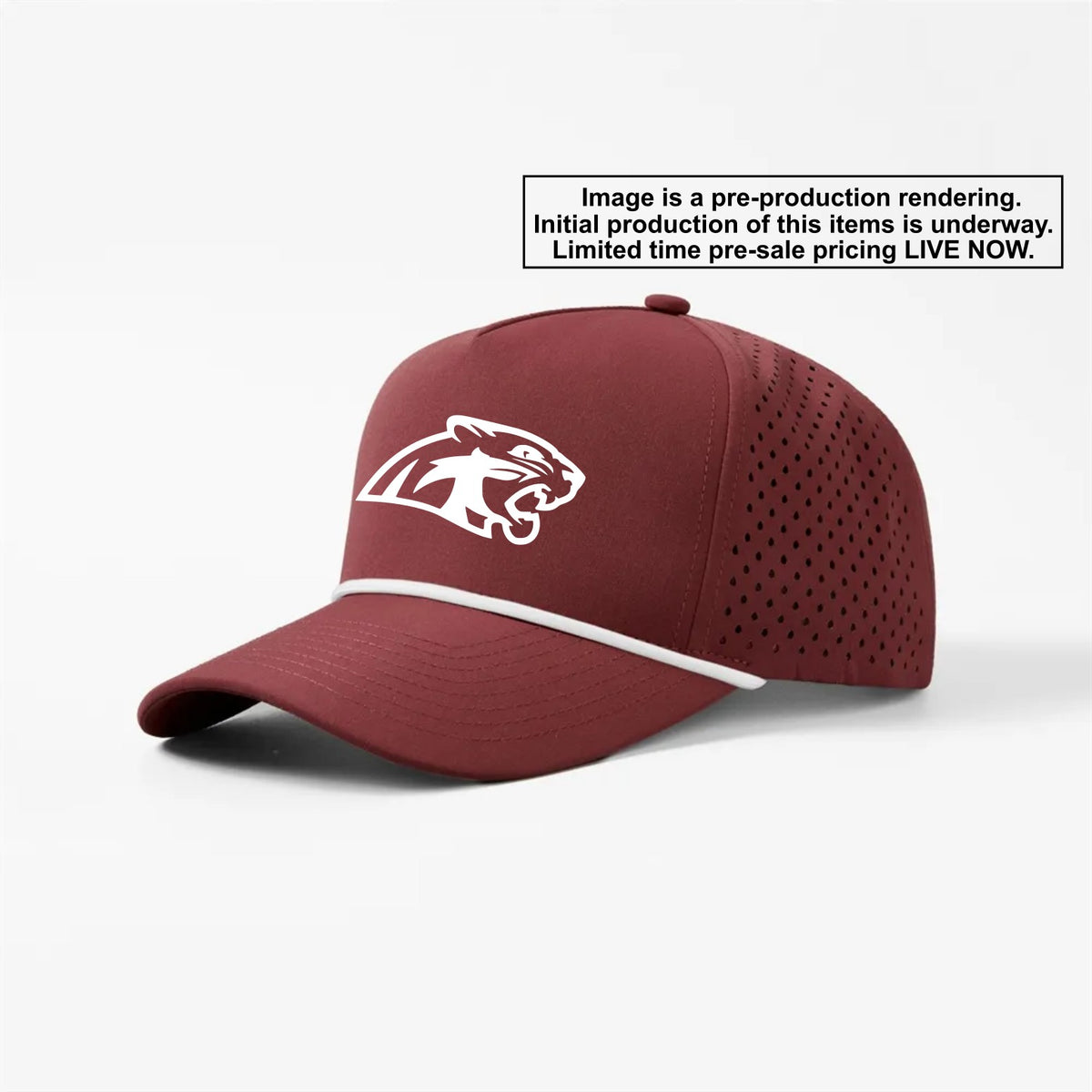 Lakeville South Cougar - Laser Cut Perforated Rope Hat - White Out Logo