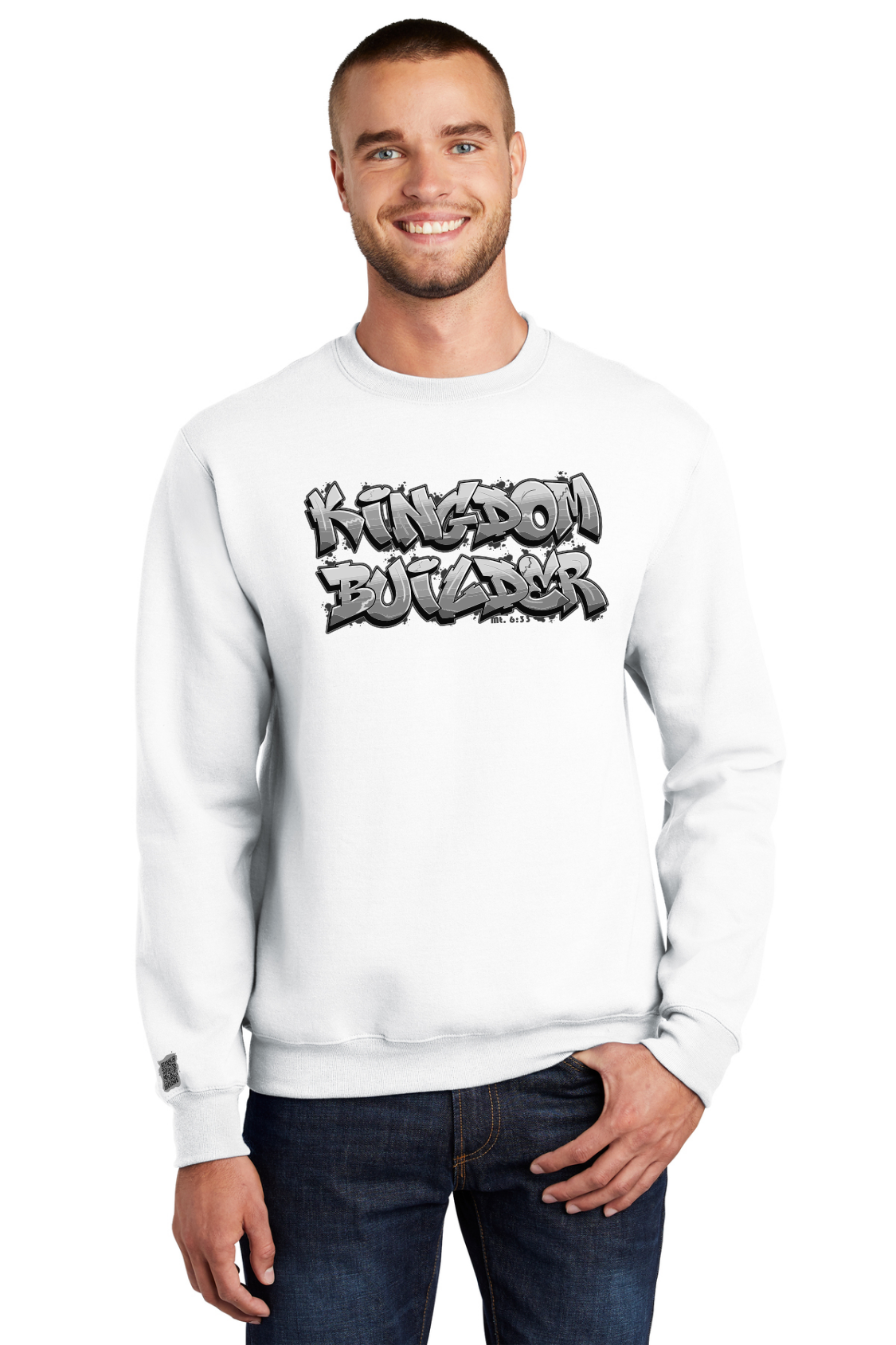 Kingdom Builder - White Sweatshirt - Black/White Graphics