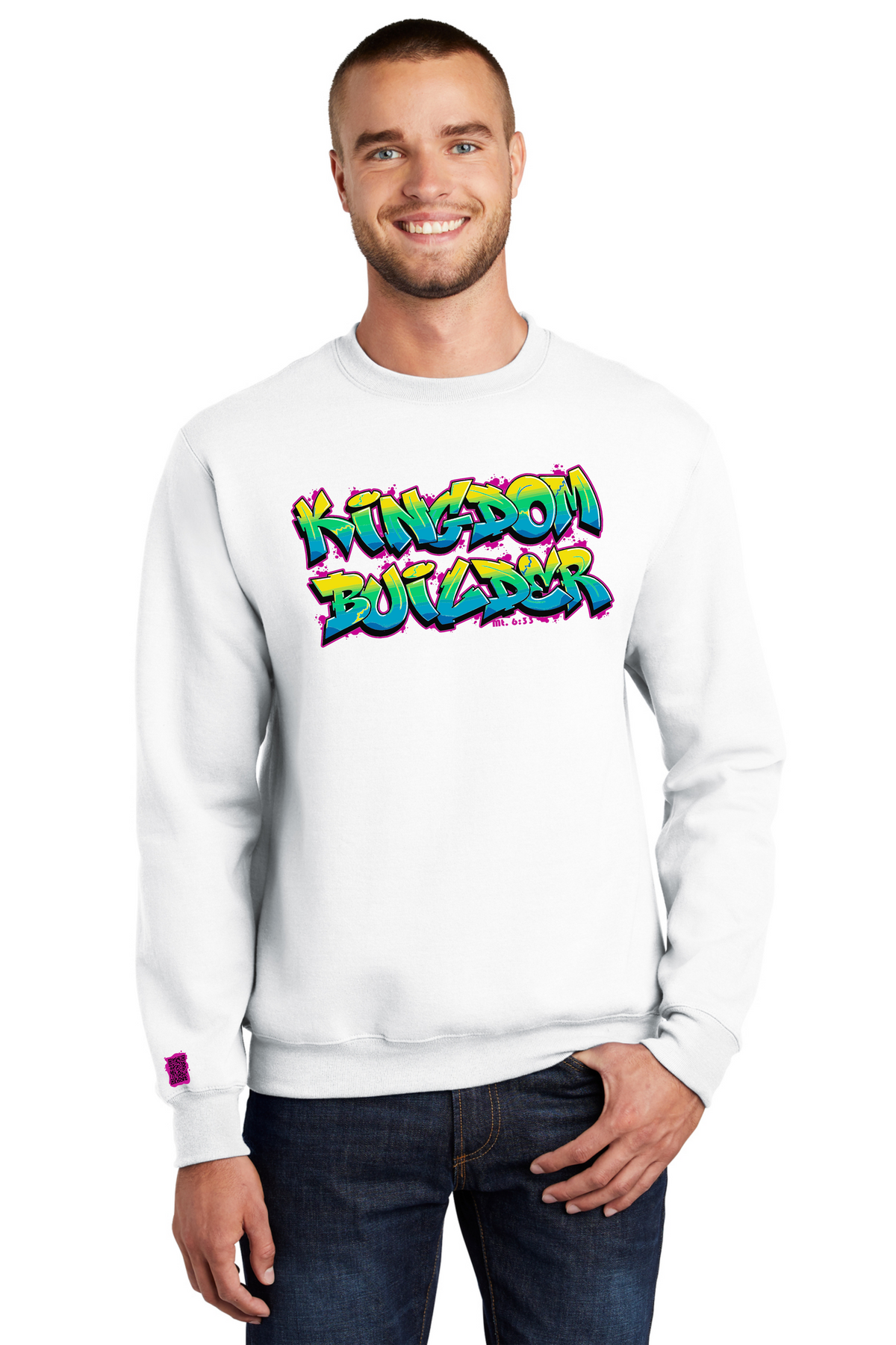 Kingdom Builder - White Sweatshirt - Colored Graphics