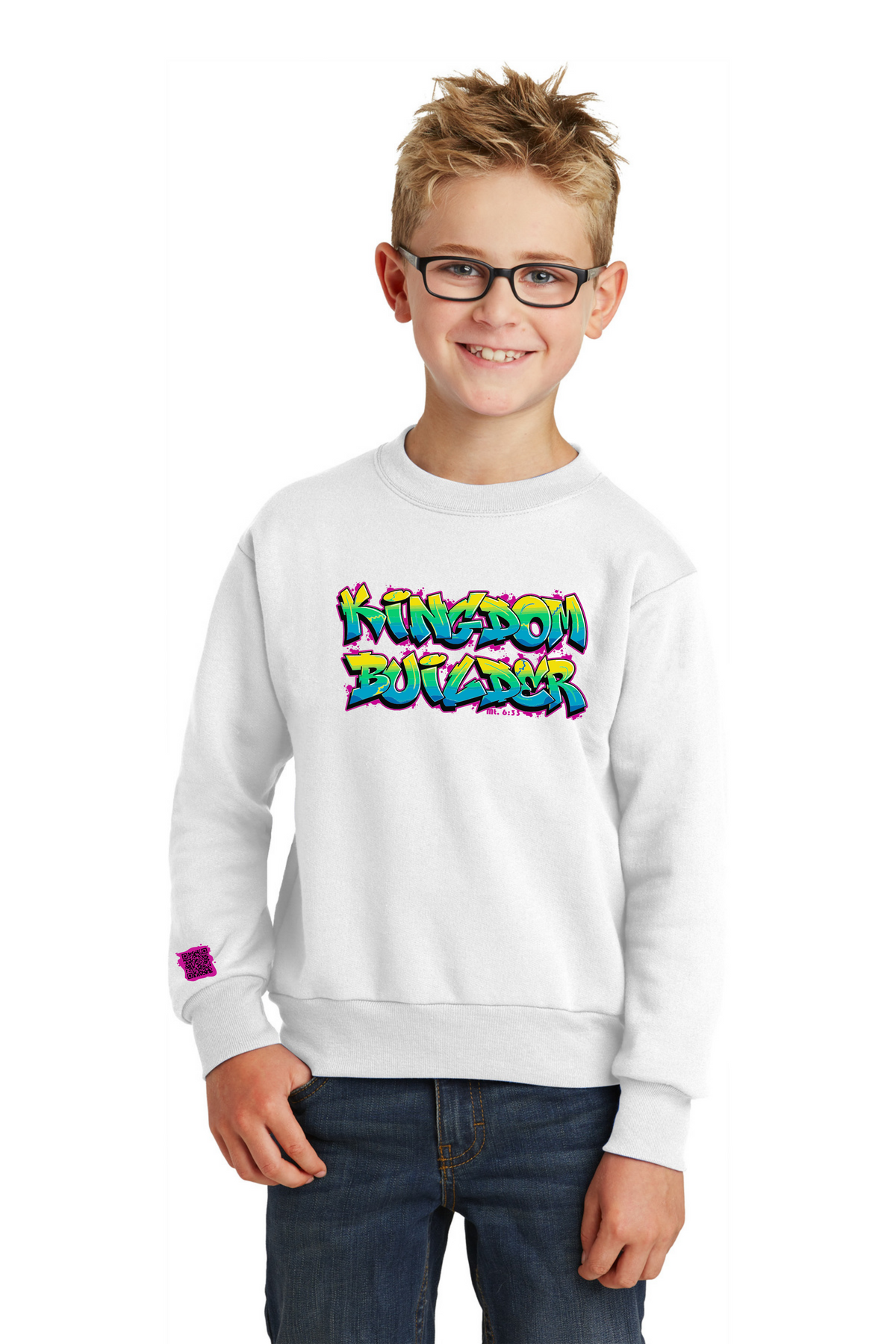 Kingdom Builder - White Sweatshirt - Colored Graphics