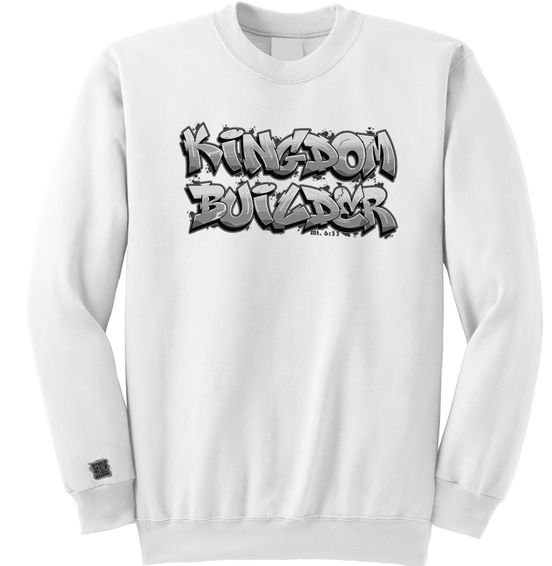 Kingdom Builder - White Sweatshirt - Black/White Graphics